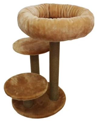 81192 Игровой комплекс для котов 3 зонтика со съемной лежанкой мех однотонный джут 59*59*71 см