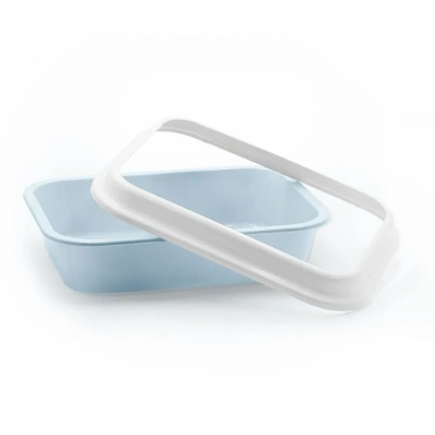 111512 Туалет LEADER для кошек с рамкой 46*34,5*14 см светло-голубой