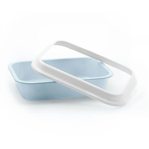 111512 Туалет LEADER для кошек с рамкой 46*34,5*14 см светло-голубой