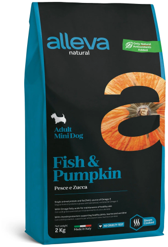 Корм для взрослых собак Аллева Натурал с рыбой и тыквой. Мини 2 кг