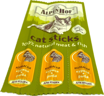 Лакомство АльпенХоф для кошек Колбаски курица+рыба 3шт