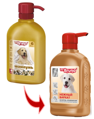 Шампунь для собак Мистер Бруно №6 "Нежный бархат" для щенков 350мл