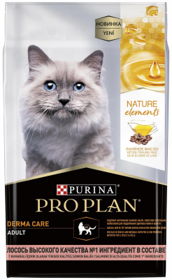 Purina Pro Plan Nature Element Derma Care Сухой корм для кошек, лосось, 1,4 кг