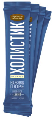 Деревенские лакомства Холистик Премьер 4 шт х10 г пюре для кошек из лосося с икрой летучей рыбы