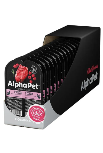 Влажный корм Alphapet Superpremium  для взрослых кошек говядина и малина 80 г
