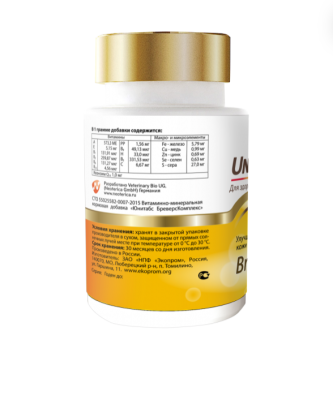 Экопром U2022 Юнитабс BreversComplex с Q10 Витамины д/крупных собак с пивными дрожжами 200таб