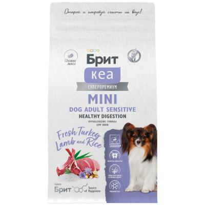 Сухой корм Брит Кеа MINI DOG ADULT SENSITIVE HEALTHY DIGESTION для собак с инд, ягнен. рисом, 1,5кг 