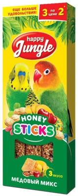 Палочки для птиц микс 3 вкуса 3шт, Хэппи Джангл J207