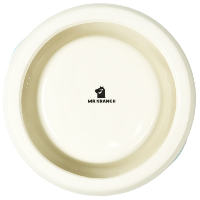 Миска Mr.Kranch Bamboo Пончик, керамическая ,голубая на бамбуковой подставке 250 мл