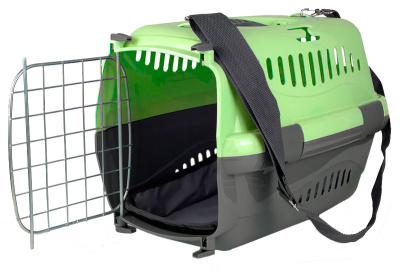 Переноска  "Турне" L АВИА с метал. дверцей (коврик + ремень) 54,5*36*34 см зеленая