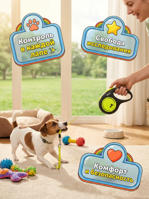 Поводок-рулетка Flexi Fun сord XS 3 м, 8кг, неоновая