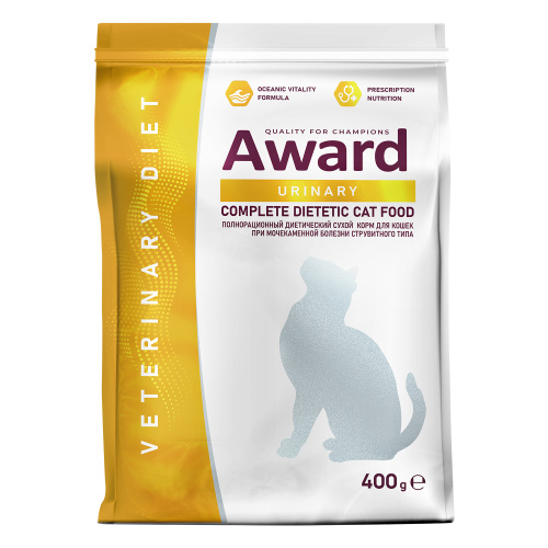 Сухой ветеринарный  корм для кошек при МКБ струвитного типа 400гр.  Award Veterinary Diet URINARY 