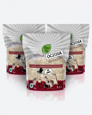 Зверьё моё Ultrasoft Наполнитель для грызунов, птиц, рептилий Осина 3,5л