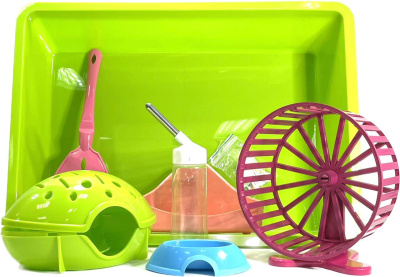 Клетка-террариум Зооэкспресс, для грызунов с пласт. дверкой и компл., 40х27х18, средний, зеленый