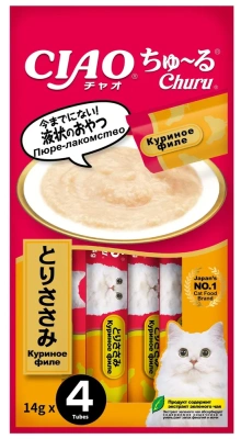 Лакомство-пюре INABA CIAO  для кошек Куриное филе 14г.  4шт