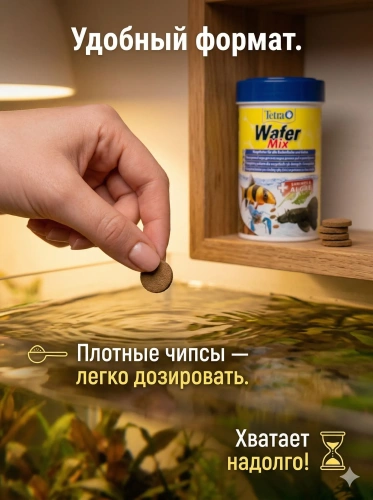 Tetra WaferMix Корм для травоядных, хищных и донных рыб с добавлением креветок, 100 мл