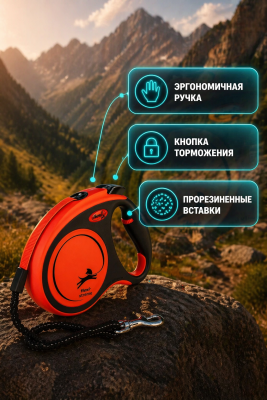 Поводок-рулетка Flexi Xtreme tape M 5m 35 kg black/ orange