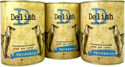 Delish консервы д/с кролик  3*970 гр