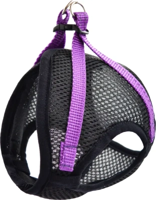 Шлейка FRESH LINE жилет XS капрон, светоотражающая нить, сетка, черная с сиреневым
