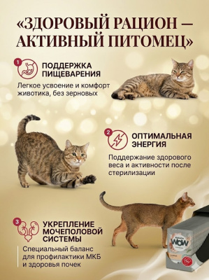 Влажный корм AlphaPet  WOW Superpremium для стерил. кошек, паштет с цыпленком 28х85гр