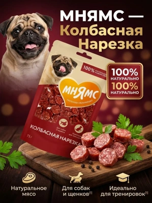 Лакомство Мнямс На каждый день для собак Колбасная нарезка 75 г 