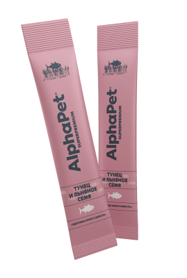 Крем-лакомство Alphapet Superpremium для кошек с тунцом и льняным семенем 4х12 г.