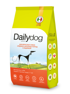 Сухой корм Dailydog для собак средних и крупных пород с индейкой 3кг