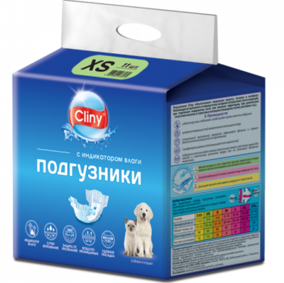 Подгузники Экопром Cliny K201 для собак и кошек XS 2-4кг 11шт