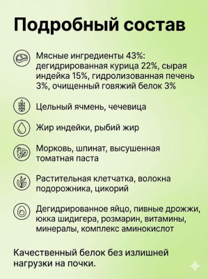 Сухой корм BOWL WOW Fresh Meat для стерилизованных кошек с индейкой, курицей и шпинатом,1,5 кг