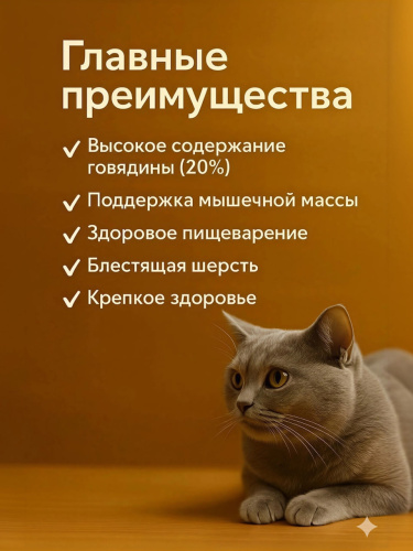 Сухой корм Delish Super Premium для кошек  Говядина с рисом, 2 кг