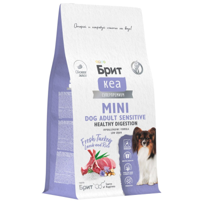 Сухой корм Брит Кеа MINI DOG ADULT SENSITIVE HEALTHY DIGESTION для собак с инд, ягнен. и рисом, 400г