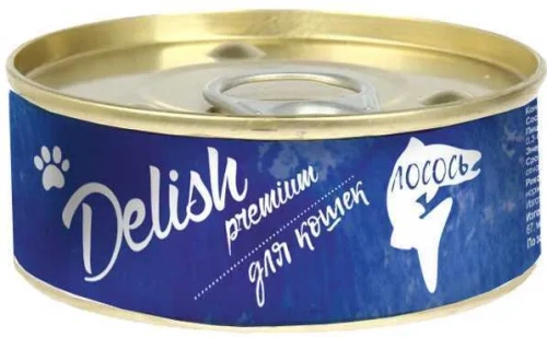 Влажный корм Delish premium  для кошек лосось 12*100 гр