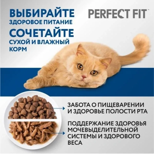 Сухой корм PERFECT FIT для домашних кошек с курицей 2,5 кг