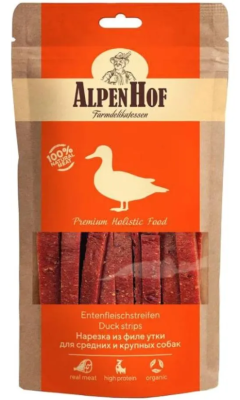 АльпенХоф A526 Лакомство д/средних и крупных собак Нарезка из филе утки 80г