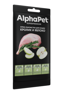 Крем-лакомство Alphapet Superpremium для кошек с кроликом и яблоком 4х12 г.