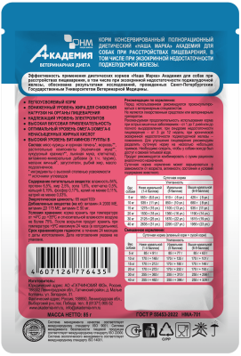 Влажный корм АКАДЕМИЯ для собак при расстройствах пищеварения  26*85 г
