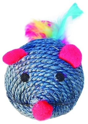 Игрушка Триол для кошек сизаль, Мяч-Мышка 6.5 см