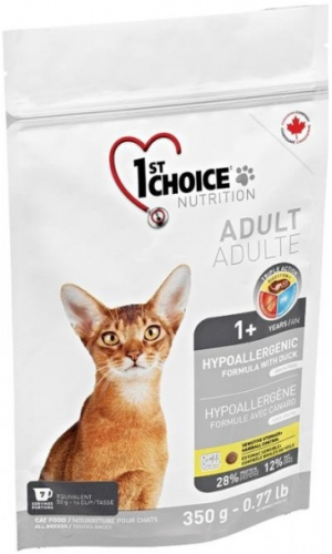 Сухой корм 1st CHOICE  для кошек, гипоаллергенный, беззерновой, утка с картофелем, 350гр 