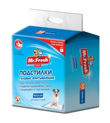 Подстилки Мистер Фреш F501 Expert Regular гелевые впитывающие для собак и кошек 40*60*30шт