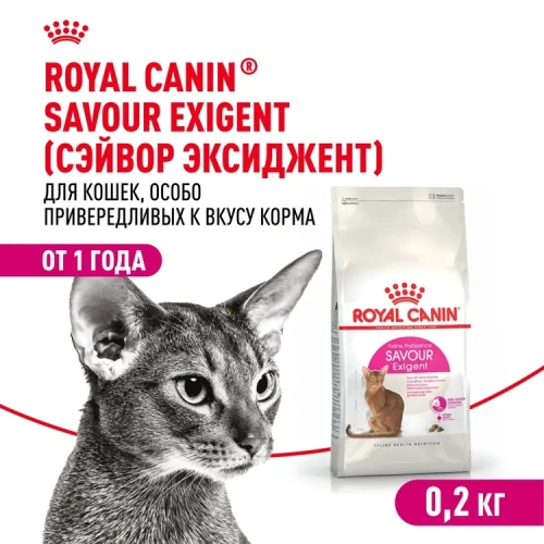 Royal Canin Savour Exigent Сухой корм для взрослых кошек привередливых к вкусу, 200 г