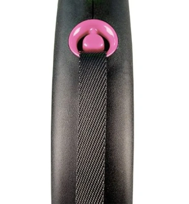 Рулетка Flexi Black Design S 5м до 15кг. ремень, черно-розовая