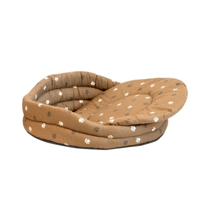 Лежанка Моськи-Авоськи, круглая стёганая с подушкой, 67*67*23, коричневая
