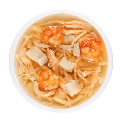 Деревенские лакомства 4х35 г суп для кошек из курицы с креветкой и гребешком пауч