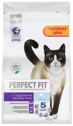 Сухой корм Perfect Fit для взрослых кошек для здоровья почек, с лососем - 2,5 кг