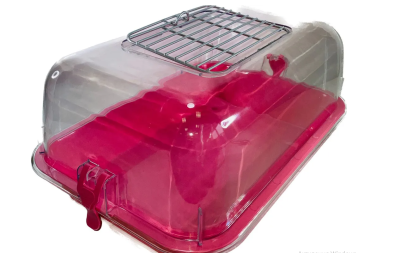 Клетка-террариум Зооэкспресс, для грызунов с метал. дверкой и компл., 33х24х15, малый, розовый