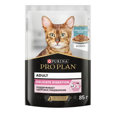 Purina Pro Plan Delicate Консервированный корм для кошек с чувств/пищев., океаническая рыба в соусе, 85 г