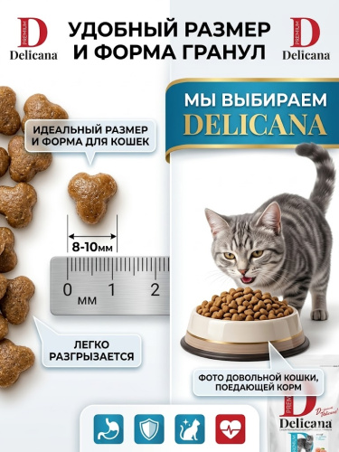 Сухой корм DELICANA  для взрослых кошек с кроликом 8 кг
