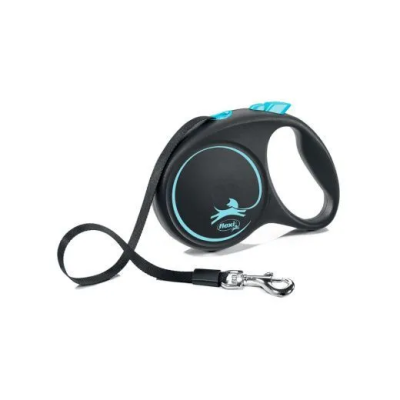 Поводок-рулетка Flexi Black Design tape S 5м 15 кг, голубая
