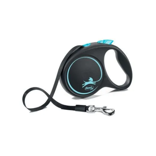 Поводок-рулетка Flexi Black Design tape S 5м 15 кг, голубая