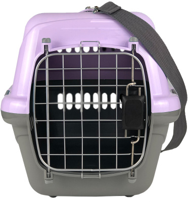 18422 Переноска для животных "Турне" L АВИА с металлической дверцей (коврик + ремень) фиолетовая